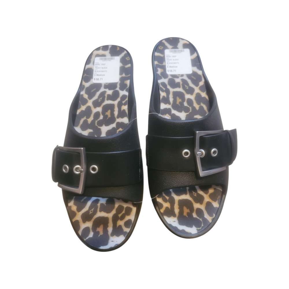 Baretraps PACEY Black Rubber Mule Wedge Sandals Size 9 NWT